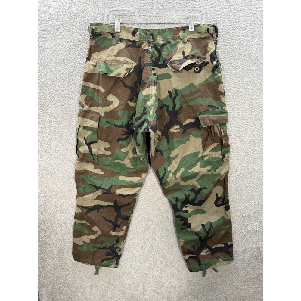 Vintage Military Pants Mens Large Short Camouflage Ripstop Cargo Woodland Camo - Picture 2 of 8